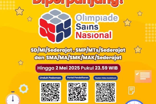 Pendaftaran Olimpiade Sains Nasional diperpanjang