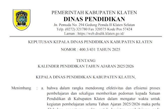 Kalender Pendidikan Tahun Ajaran 2025/2026