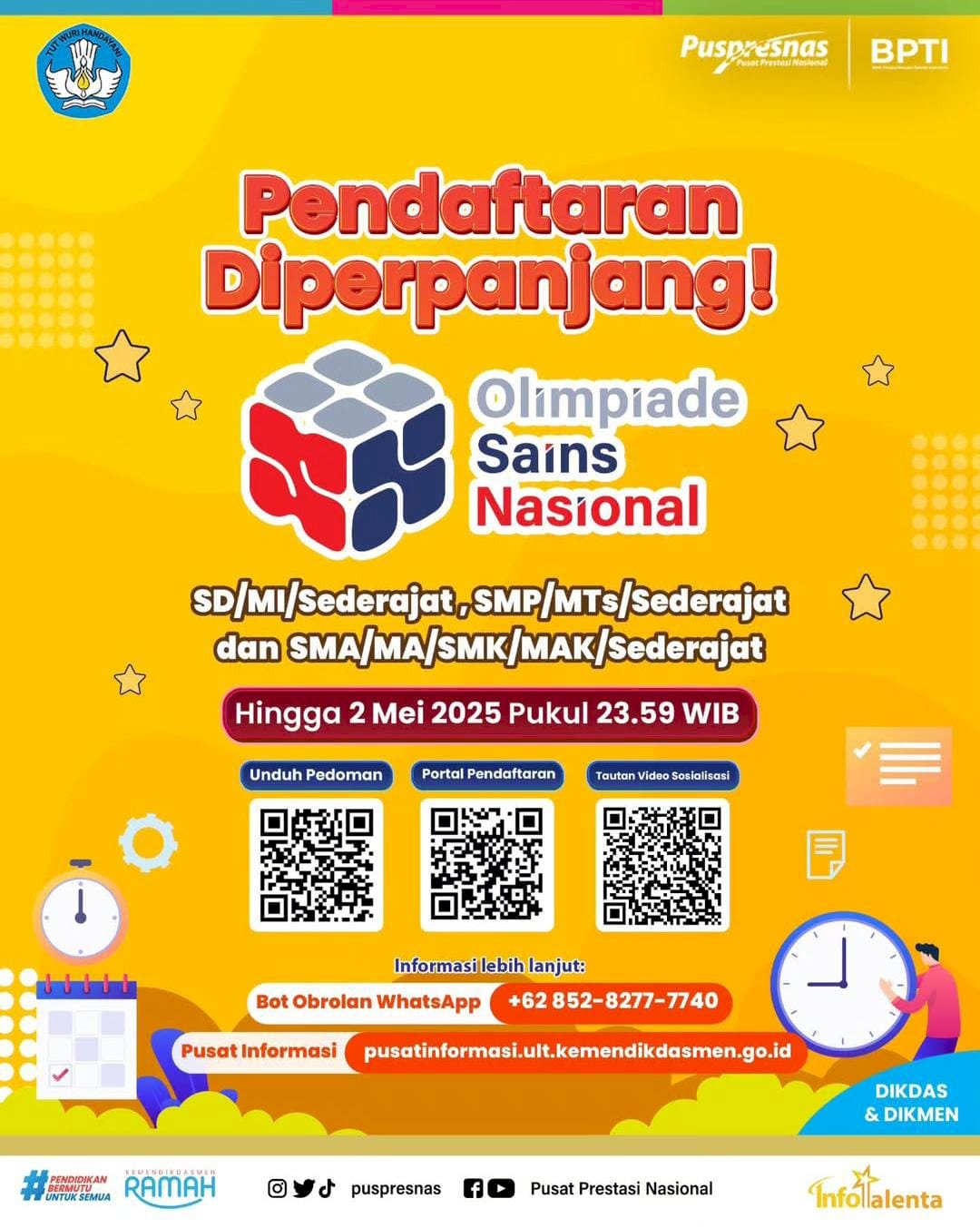 Pendaftaran Olimpiade Sains Nasional diperpanjang