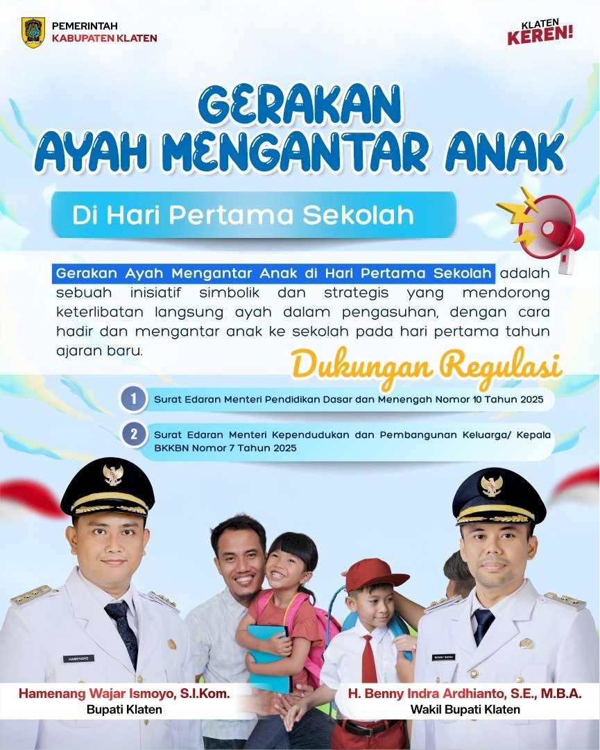 Gerakan Ayah Mengantar Anak di Hari Pertama Sekolah