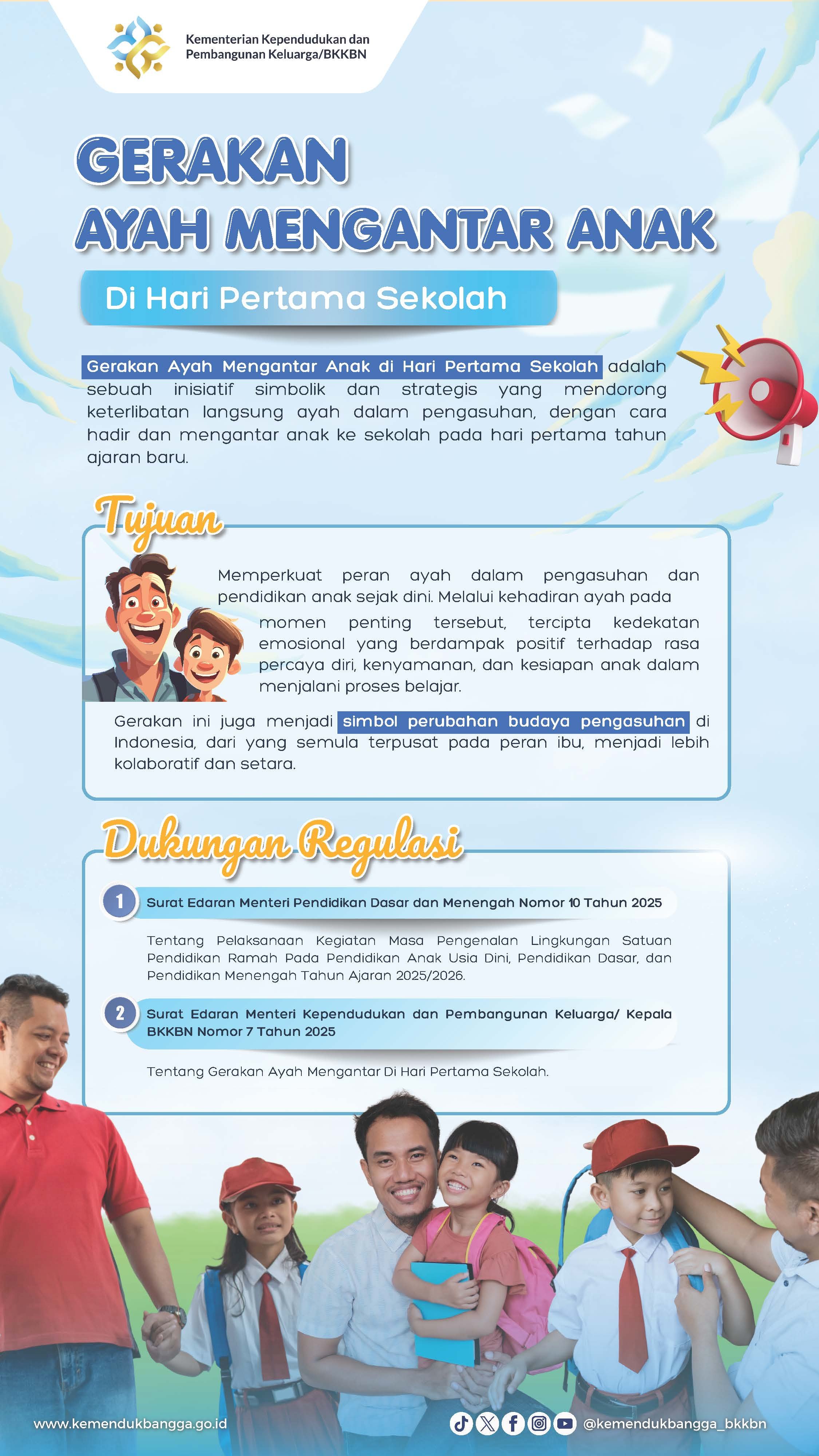 Gerakan Ayah Mengantar Anak di Hari Pertama Sekolah